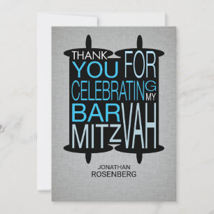 Modern Torah Thank You Gray and Blue Card