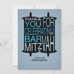 Modern Torah Thank You Gray and Blue Card