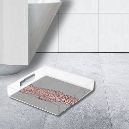 Modern Torn Grey & Pink Courage Typography Acrylic Tray