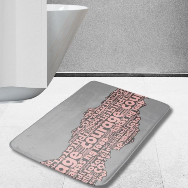 Modern Torn Grey & Pink Courage Typography Bath Mat (Modern Torn Grey & Pink Courage Typography Bath Mat)