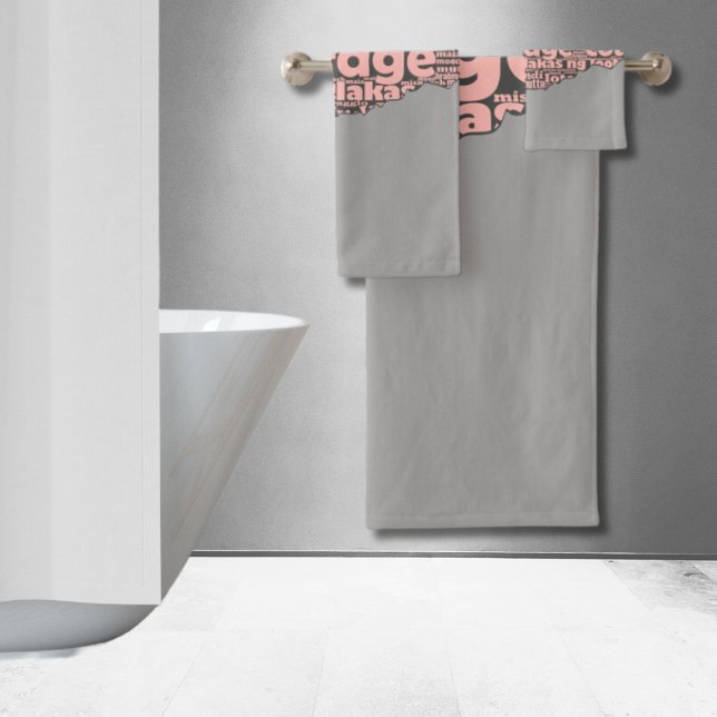 Modern Torn Grey & Pink Courage Typography Bath Towel Set (Modern Torn Grey & Pink Courage Typography Bath Towel Set)