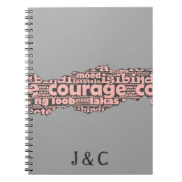Modern Torn Grey & Pink Courage Typography Notebook