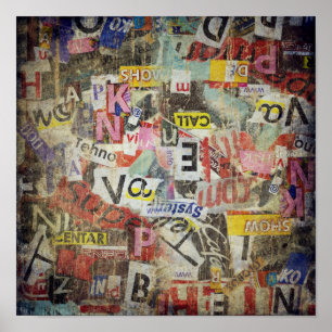 Modern torn newspaper letters design poster