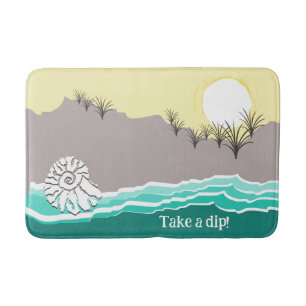 Modern Torn Sunset Beach Shell - Take A Dip! Bath Mat
