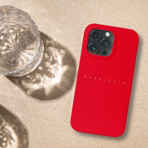 Modern Total Red Minimalist Bold Name Chic iPhone 13 Pro Case
