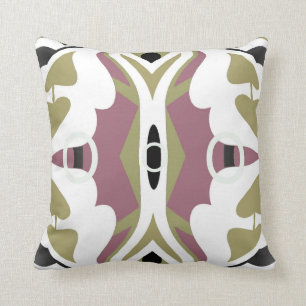 Modern Touch on White/Black/Mauve/Green Throw Pillow