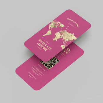 Modern Tour Agency Travel Planner Pink Gold  Business Card by GOODSY at Zazzle