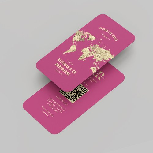 Modern Tour Agency Travel Planner Pink Gold  Business Card