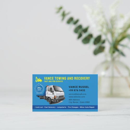 Modern Towing Service  blue Business Card