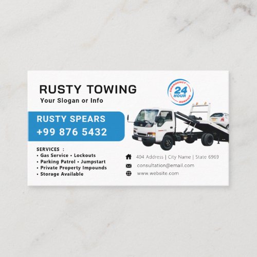 Modern Towing Service  white Business Card
