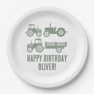 Modern Tractor Kid Birthday Party Paper Plates