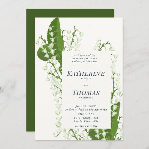 Modern Tradition Floral Frame Lily Valley Wedding Invitation