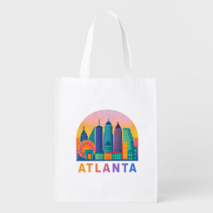Modern Traditional Atlanta Skyline  Grocery Bag