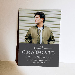 Modern Traditional Gray   Photo Grad Party Invitation