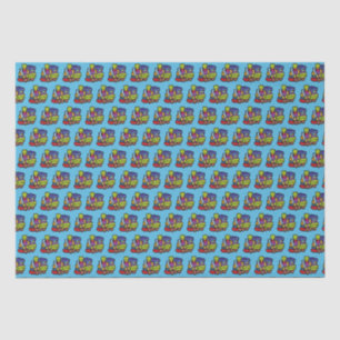 Modern Train Baby Watercolor Blue Birthday Kids Tissue Paper