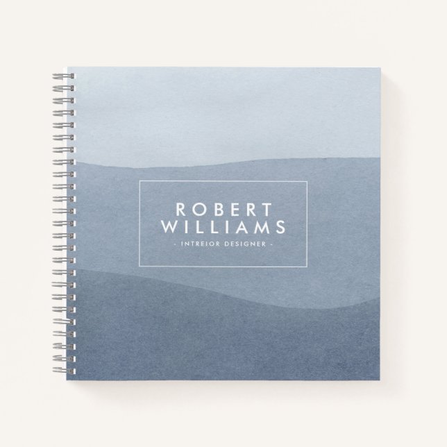 Modern Tranquil Blue-Gray Abstract Landscape Notebook (Front)