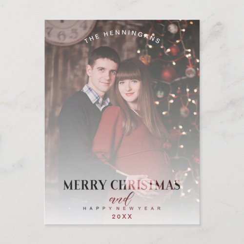 Modern Transparency Effect Family Photo Christmas Postcard