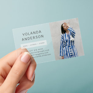 Modern Transparent Actor Model Singer Custom Photo Clear Business Cards