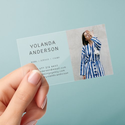 Modern Transparent Actor Model Singer Custom Photo Clear Business Cards