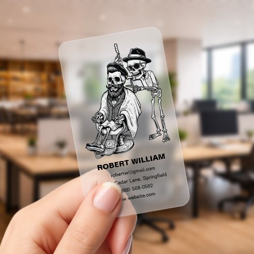 Modern Transparent Barber | Custom Frosted  Clear Business Cards