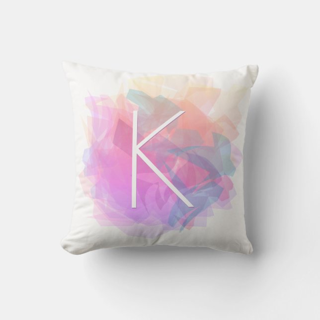 Modern Transparent Layers/Purple Pink Peach Blue Throw Pillow (Front)