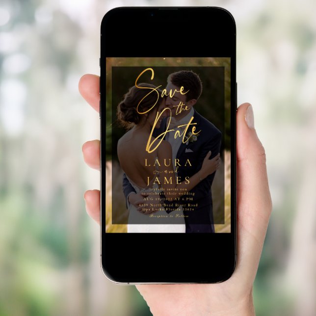 Modern transparent Overlay photo save the date  In Invitation (Front Digital)