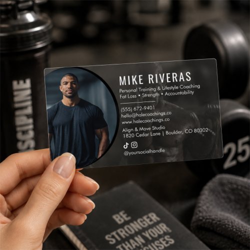 Modern Transparent Personal Trainer Fitness Coach Clear Business Cards