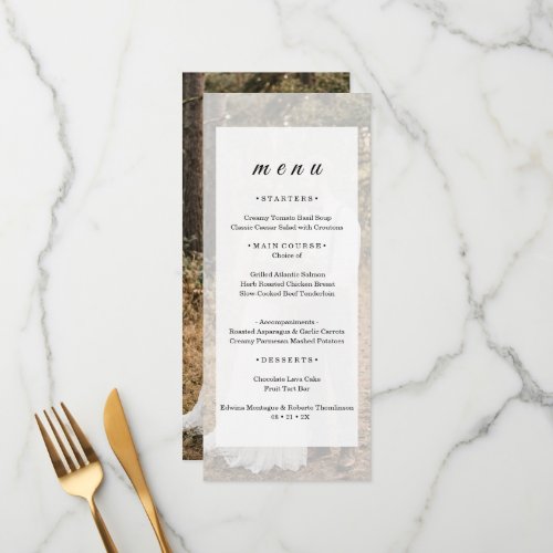 Modern Transparent Photo Background Wedding Menu