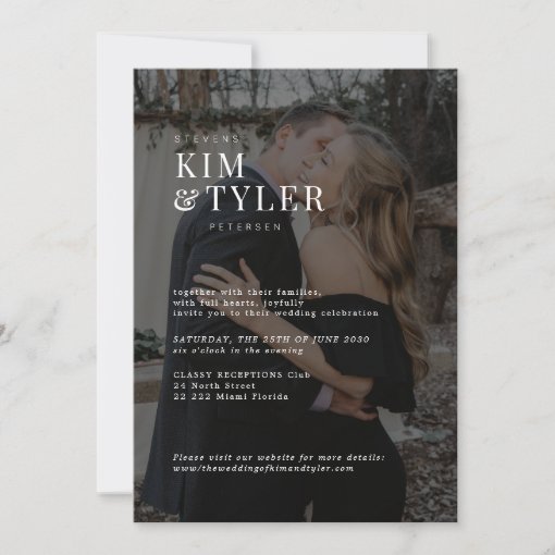 Modern transparent photo overlay wedding invitation | Zazzle