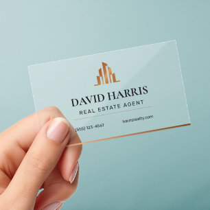 Modern Transparent Real Estate Agent Copper Luxury Clear Business Cards
