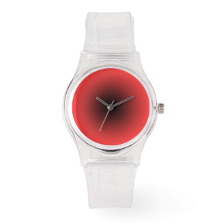 Modern Transparent with Black and Coral Red Dial Watch