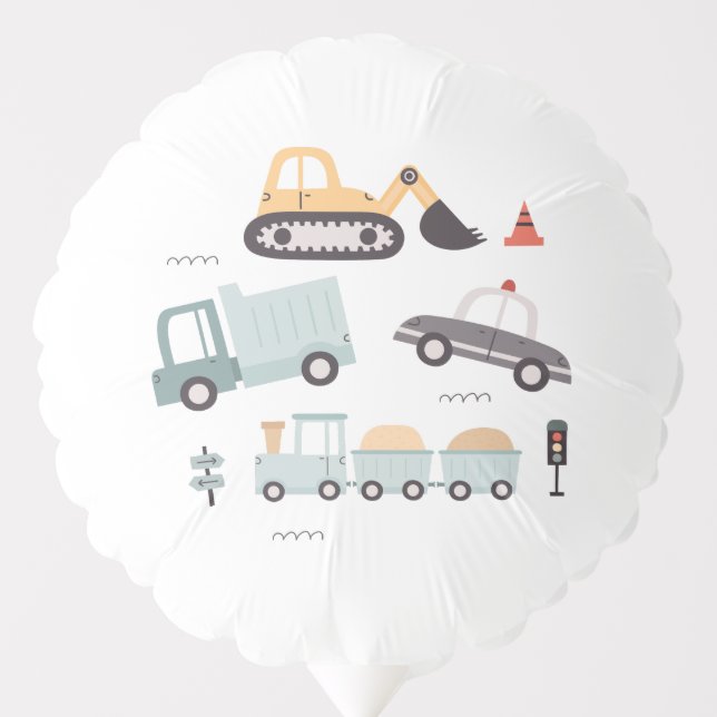 Modern Transportation Birthday Balloon (Front)