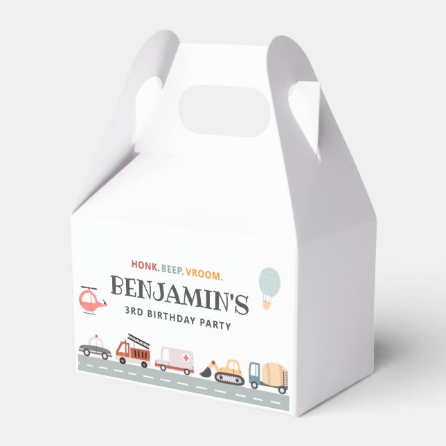 Modern Transportation Birthday Favor Boxes (Front Side)