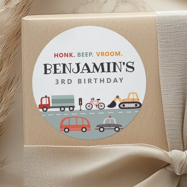 Modern Transportation Birthday Party Sticker (Creator Uploaded)