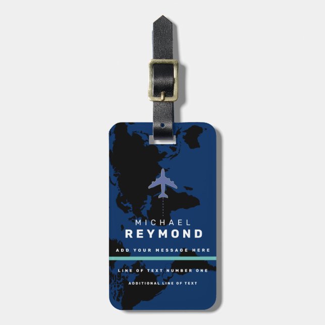 Modern Travel Bag Tag with custom Name (Front Vertical)