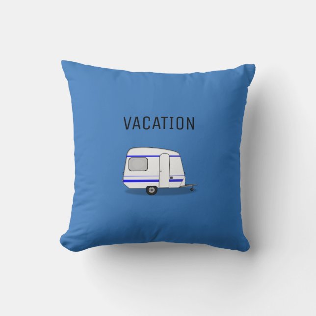 Modern travel vacation caravan adventure camping throw pillow (Front)