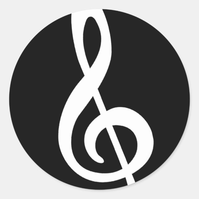 Modern Treble Clef Classic Round Sticker (Front)