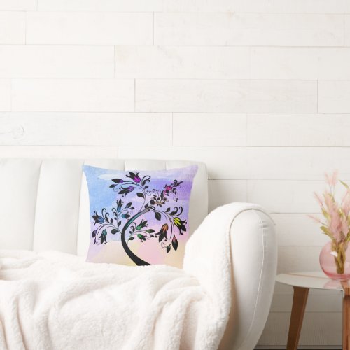 Modern Tree Art and Colorful Floral Insets