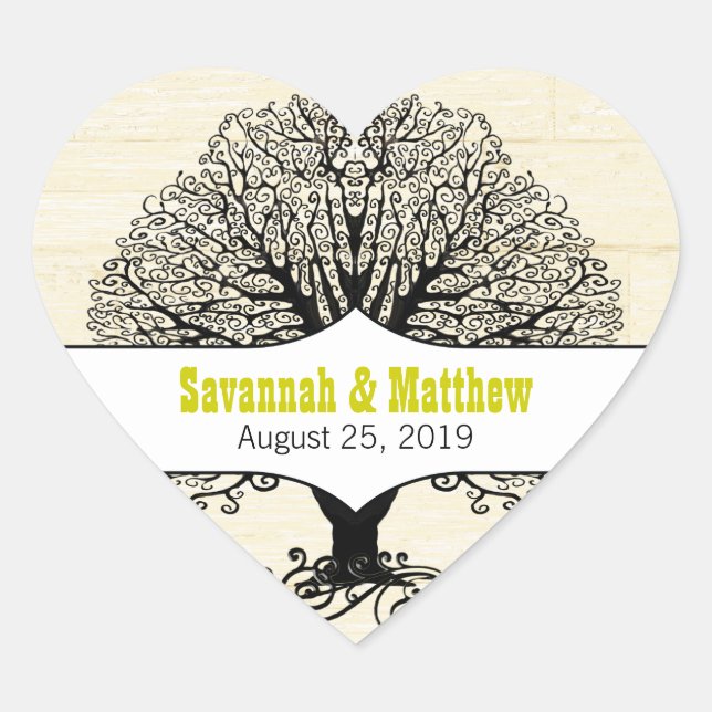 Modern Tree Bright Colors Lime Heart Wedding Seal (Front)