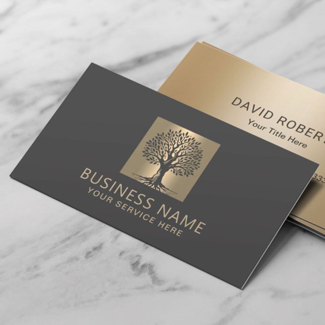 Modern Tree Care & Landscaping Service Dark Gray Business Card (Creator Uploaded)