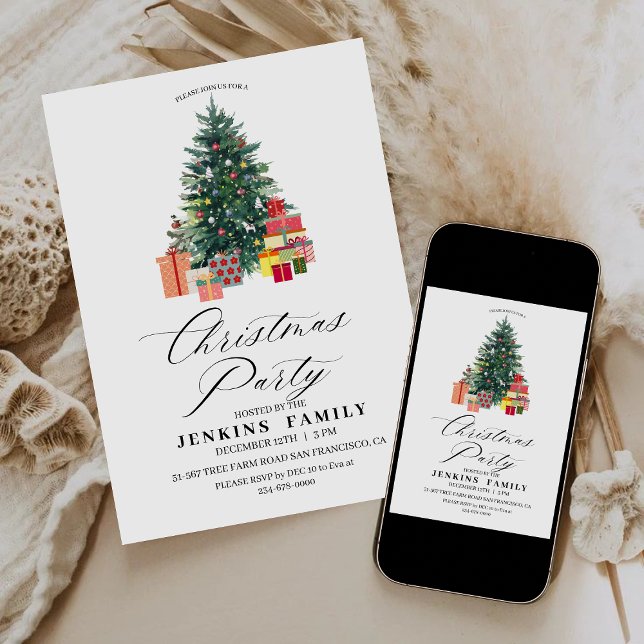 Modern Tree Christmas Party Invitations Cards (Creator Uploaded)