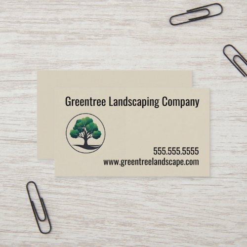 Modern Tree Circular Frame Landscaping Service Business Card