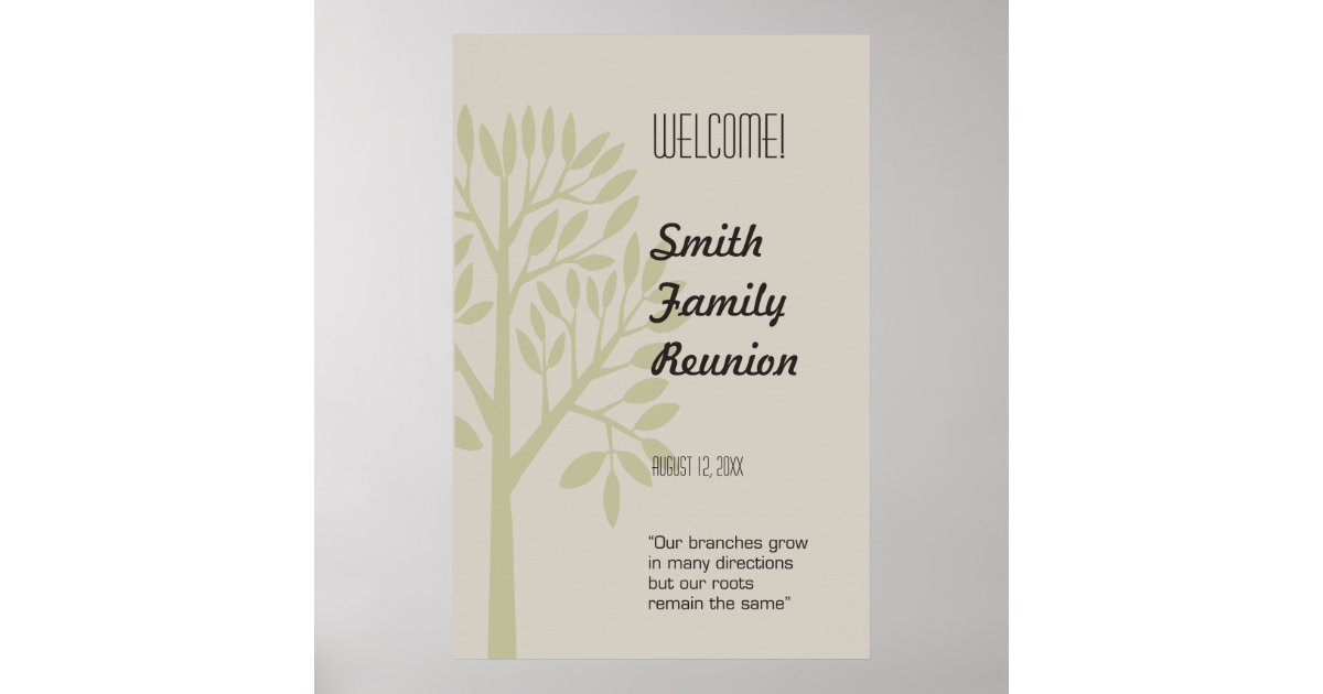 Modern Tree Family Reunion Welcome Sign | Zazzle