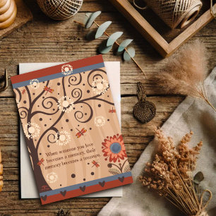 Modern Tree Floral Sympathy Quote Dragonfly  Card