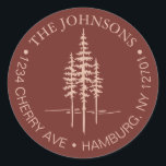 Modern Tree Forest Rustic Wedding Return Address  Classic Round Sticker<br><div class="desc">Modern Tree Forest Rustic Wedding Return Address label Whether you're tying the knot in your hometown or saying "I do" against the backdrop of a mystic forest, our wedding collection seamlessly blend elegance and minimalism to set the tone for your special day. Customization options are available to ensure that your...</div>