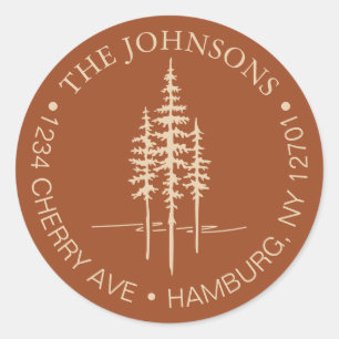 Modern Tree Forest Rustic Wedding Return Address Classic Round Sticker