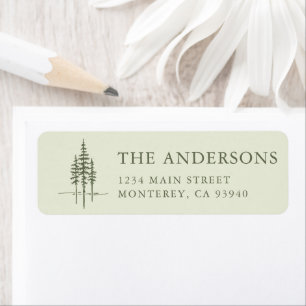 Modern Tree Forest Rustic Wedding Return Address Label