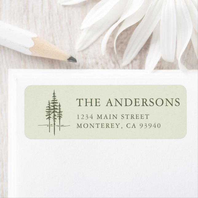 Modern Tree Forest Rustic Wedding Return Address Label (Insitu)