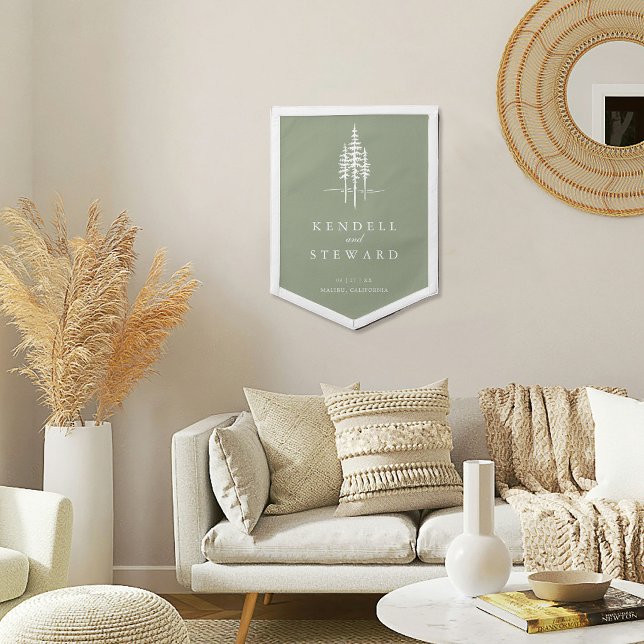 Modern Tree Forest Rustic Wedding Wall Decor Pennant (Creator Uploaded)