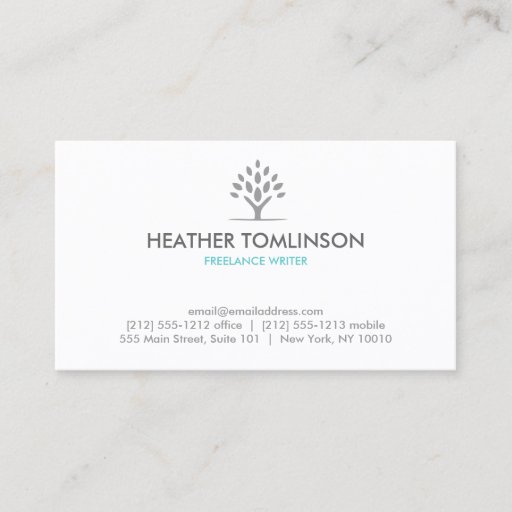 Customizable MODERN TREE GRAY/WHITE Business Card